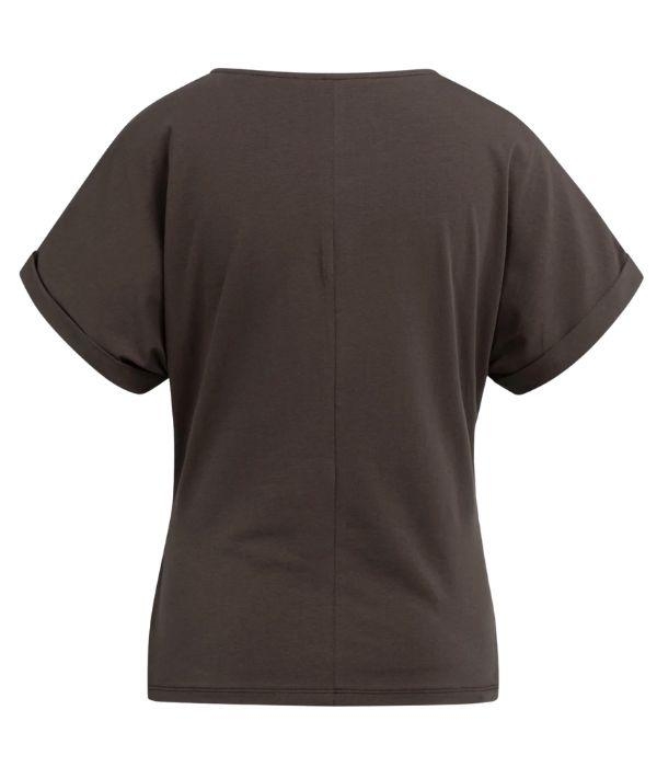 Yaya Top met ronde hals en knoopdet 99074 Aubergine purple