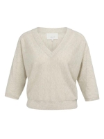 Yaya V-hals trui met zichtbare nade beige melange