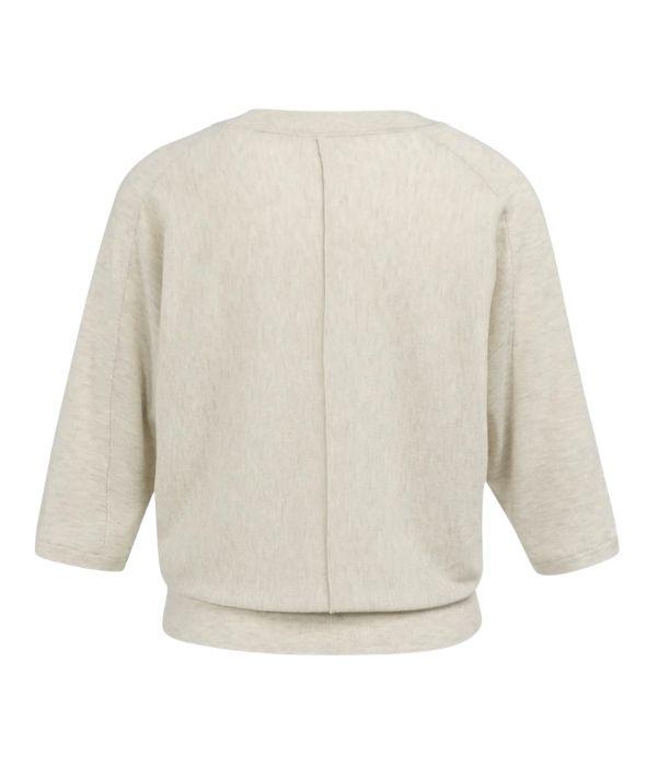 Yaya V-hals trui met zichtbare nade beige melange