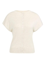 Yaya Mouwloos gebreid vest met knop beige melange