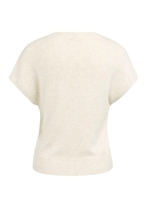 Yaya Mouwloos gebreid vest met knop beige melange