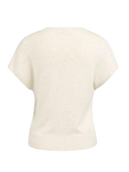 Yaya Mouwloos gebreid vest met knop beige melange