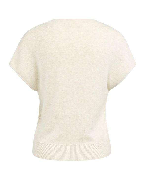 Yaya Mouwloos gebreid vest met knop beige melange