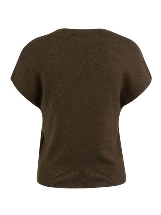 Yaya Mouwloos gebreid vest met knop slate black brown