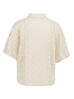 Yaya Jacquard blouse met korte mouw beige           