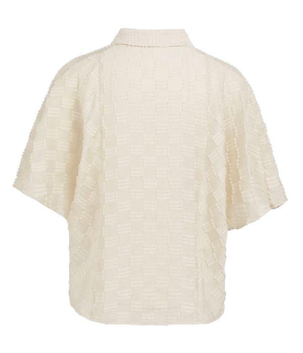 Yaya Jacquard blouse met korte mouw beige           