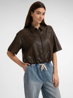 Yaya Blousejack met gecoate afwerki delicioso brown