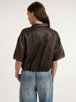 Yaya Blousejack met gecoate afwerki delicioso brown