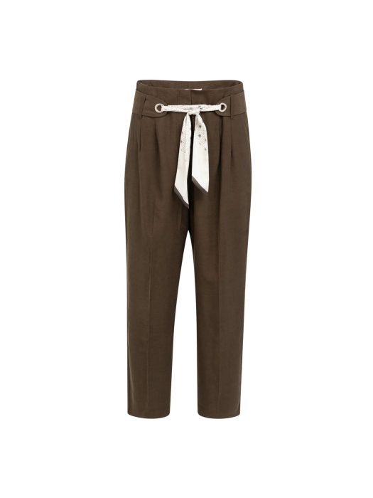 Yaya High-waist rechte broek met sj 90840 declicioso brown