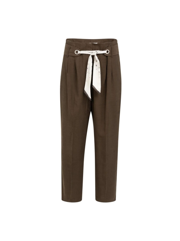 Yaya High-waist rechte broek met sj 90840 declicioso brown