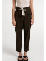 Yaya High-waist rechte broek met sj 90840 declicioso brown