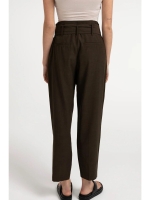 Yaya High-waist rechte broek met sj 90840 declicioso brown