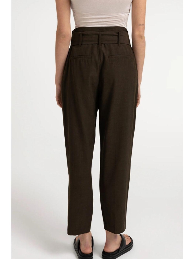 Yaya High-waist rechte broek met sj 90840 declicioso brown