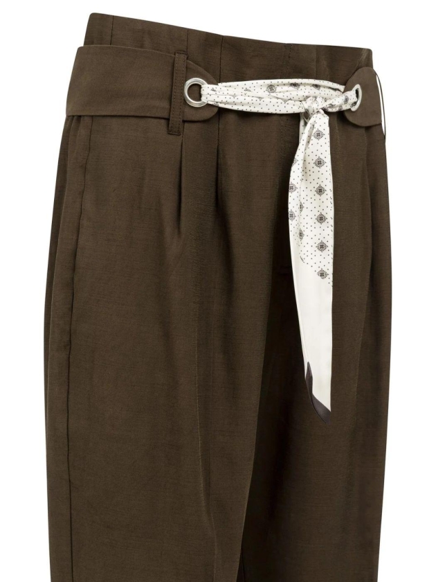 Yaya High-waist rechte broek met sj 90840 declicioso brown