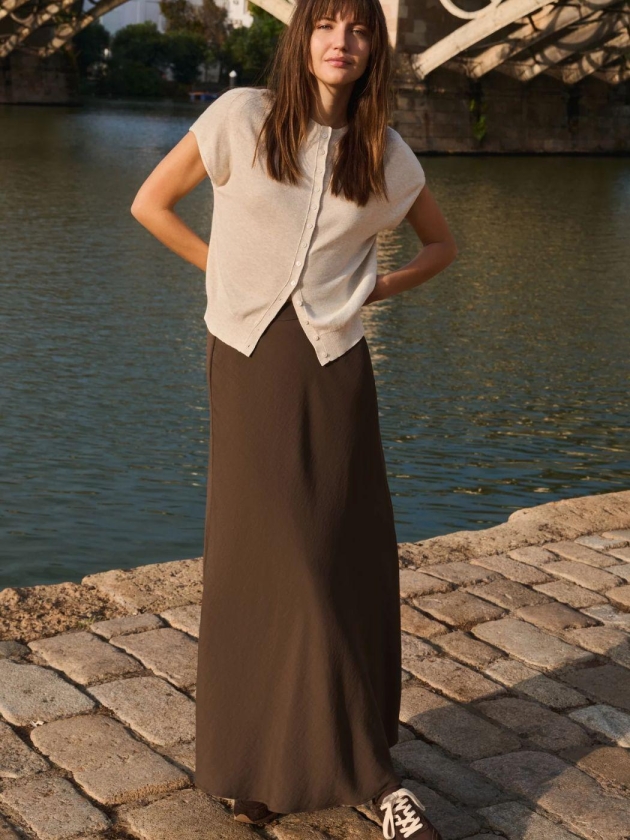 Yaya Maxirok in A-lijn van geweven slate black brown