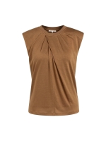 Yaya Mouwloos topje met geplooide h foxtrot brown