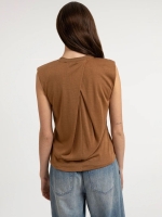 Yaya Mouwloos topje met geplooide h foxtrot brown