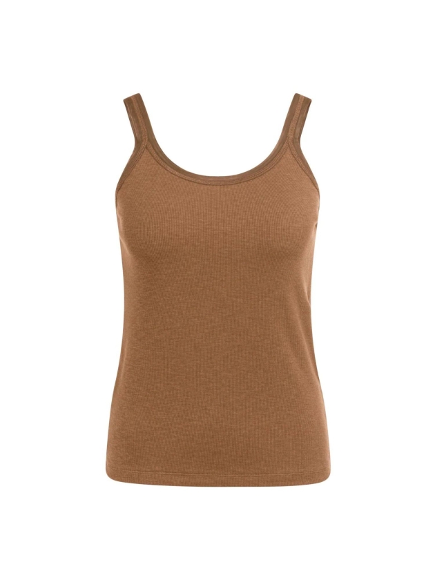 Yaya Singlet met mesh rand foxtrot brown
