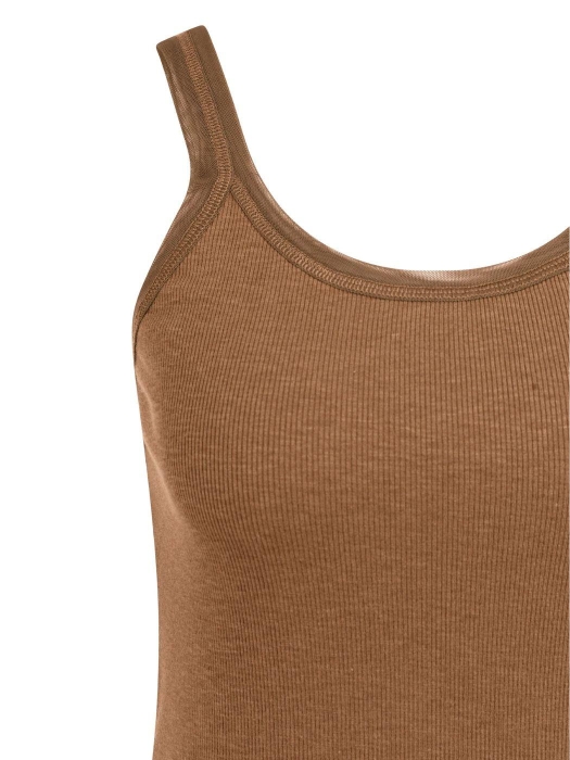 Yaya Singlet met mesh rand foxtrot brown