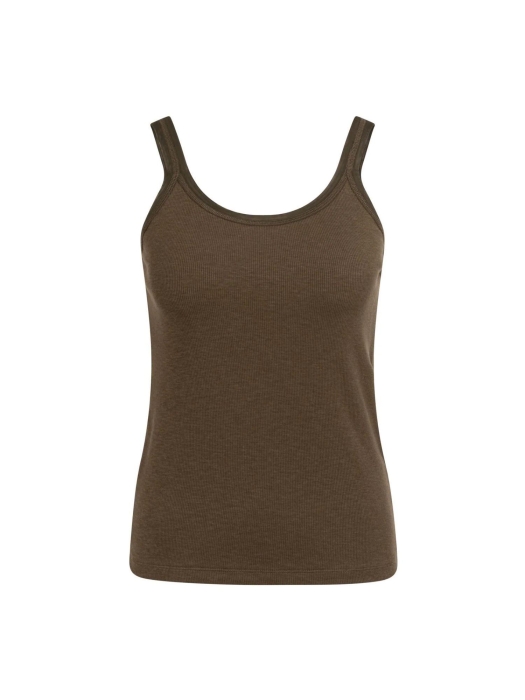 Yaya Singlet met mesh rand slate black brown