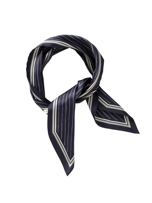 Yaya Small scarf satin twill with p beige dessin