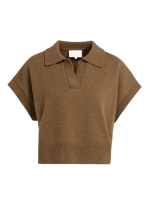 Yaya Gebreide spencer met kraag 906172 Teak brown melange
