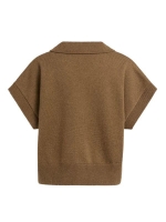 Yaya Gebreide spencer met kraag 906172 Teak brown melange