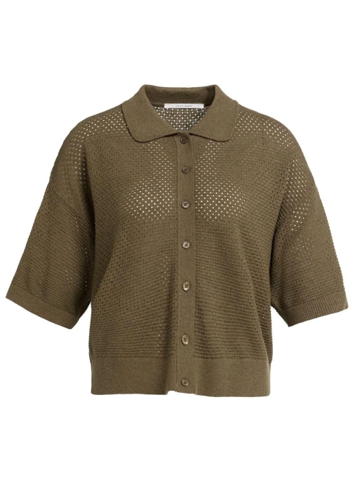 Yaya vest met korte mouwen en mesh- 906172 Teak brown melange