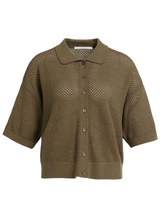 Yaya vest met korte mouwen en mesh- 906172 Teak brown melange