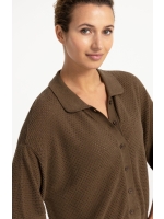 Yaya vest met korte mouwen en mesh- 906172 Teak brown melange