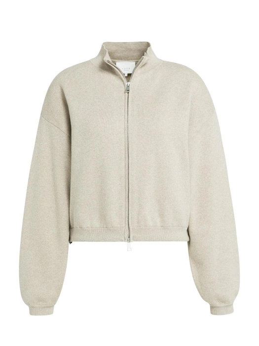 Yaya Jacquard vest met lange mouwen 611032 Pure cashmere grey mel