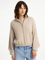 Yaya Jacquard vest met lange mouwen 611032 Pure cashmere grey mel