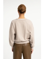 Yaya Sweatshirt met V-hals en gewev 611032 Pure cashmere grey mel