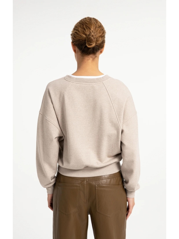 Yaya Sweatshirt met V-hals en gewev 611032 Pure cashmere grey mel