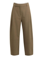 Yaya Geweven broek met rechte pijpe 906172 Teak brown melange