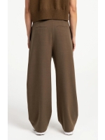 Yaya Geweven broek met rechte pijpe 906172 Teak brown melange