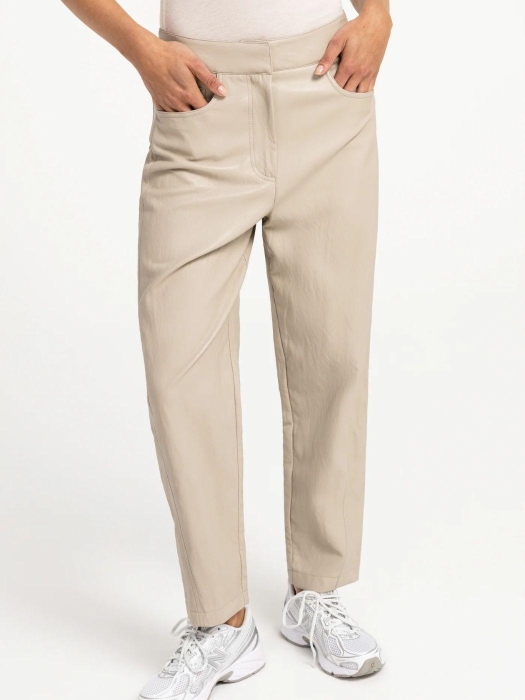 Yaya Kunstleren broek met wortelmod 61103 Pure cashmere grey