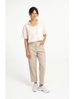 Yaya Kunstleren broek met wortelmod 61103 Pure cashmere grey
