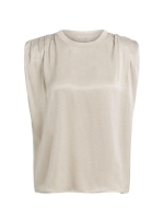 Yaya Mouwloze top met plooien op de 61103 Pure cashmere grey