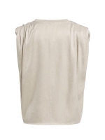 Yaya Mouwloze top met plooien op de 61103 Pure cashmere grey