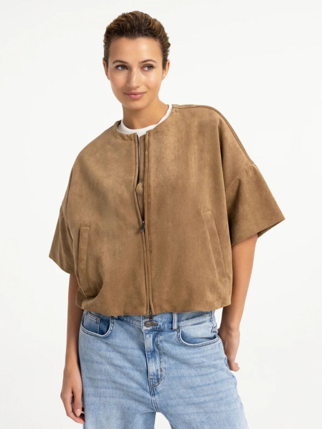 Yaya Oversized su?de jasje met kort 81018 Otter brown