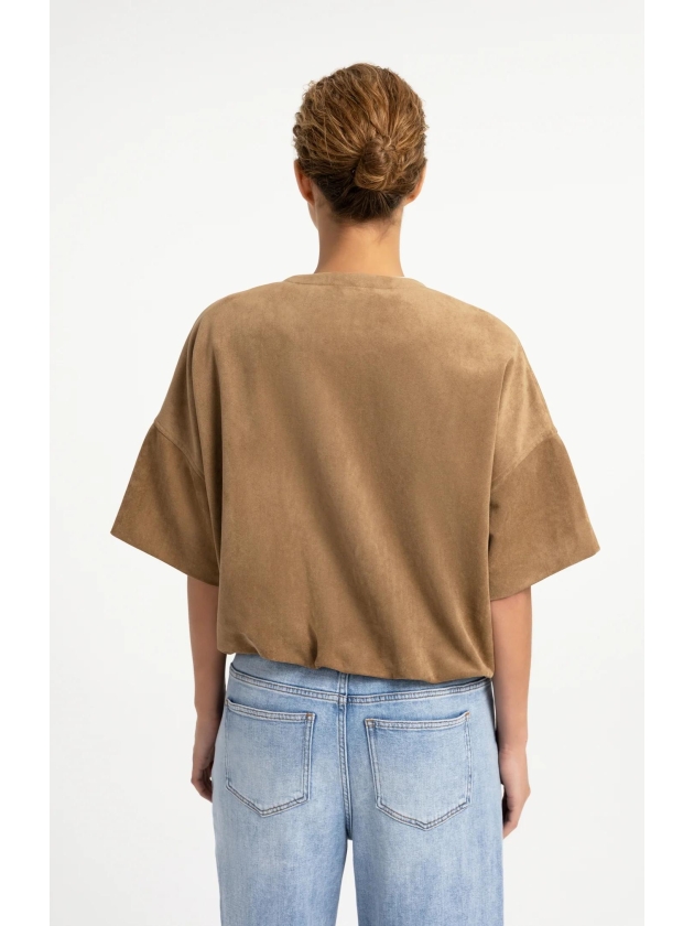 Yaya Oversized su?de jasje met kort 81018 Otter brown