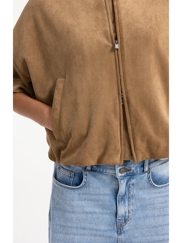 Yaya Oversized su?de jasje met kort 81018 Otter brown