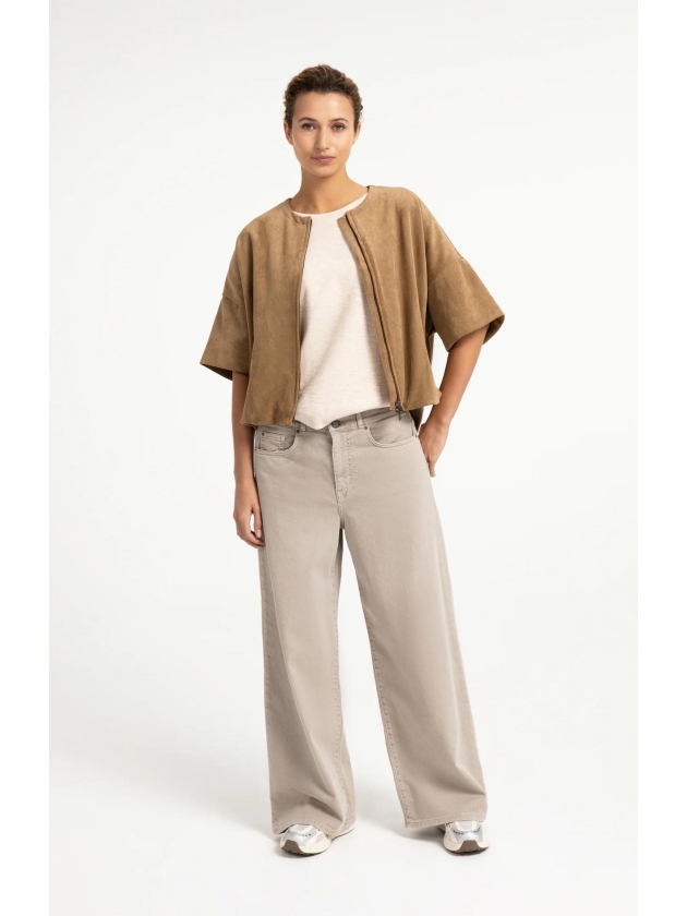 Yaya Oversized su?de jasje met kort 81018 Otter brown