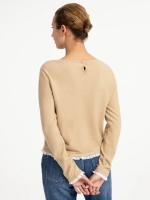 Yaya Trui van fijn garen met geweve 613152 Cornstalk brown mel