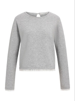Yaya Trui van fijn garen met geweve 99085  medium grey mel