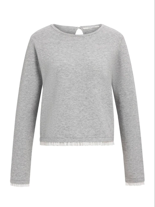 Yaya Trui van fijn garen met geweve 99085  medium grey mel