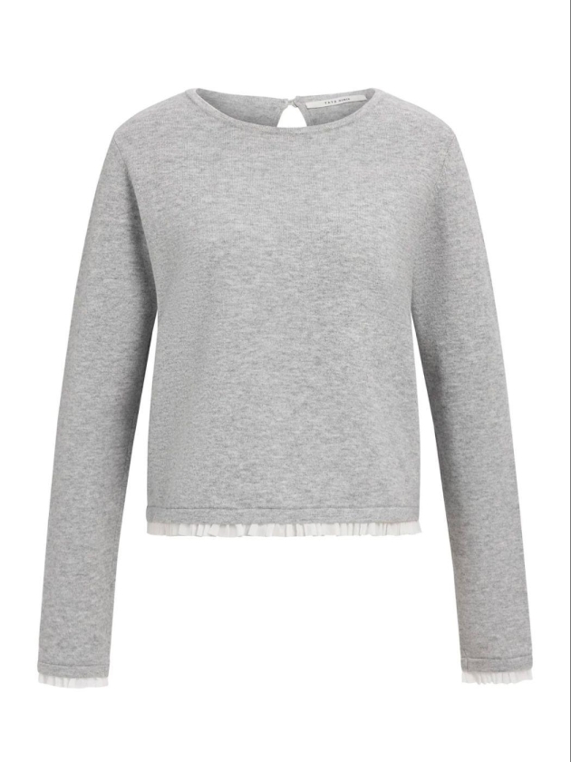 Yaya Trui van fijn garen met geweve 99085  medium grey mel