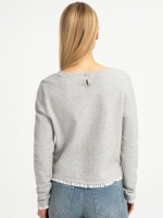 Yaya Trui van fijn garen met geweve 99085  medium grey mel