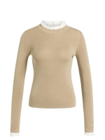 Yaya Aansluitende ribgebreide trui 61315 Cornstalk brown